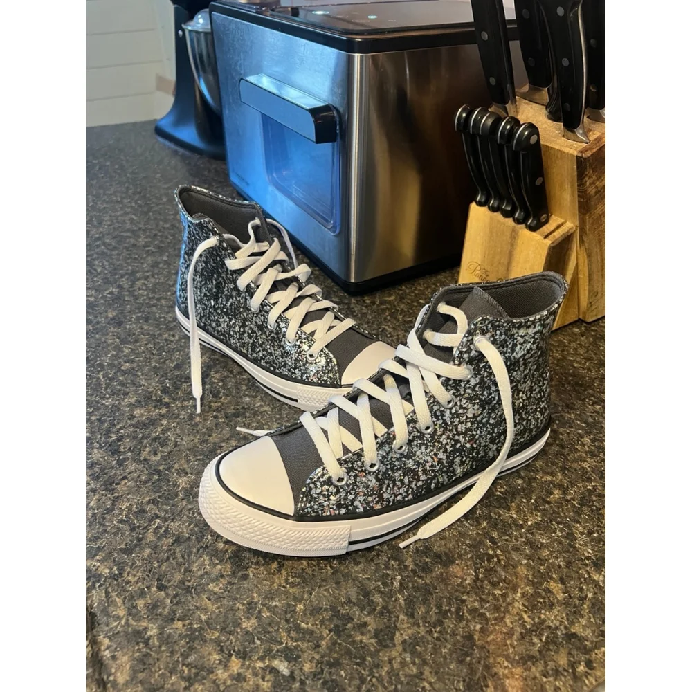 New Converse Kids Chuck Taylor All Star Glitter High Top Sneakers